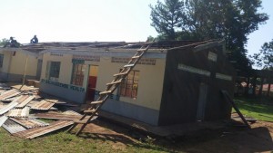 front view of the health centre that was blown by the wind